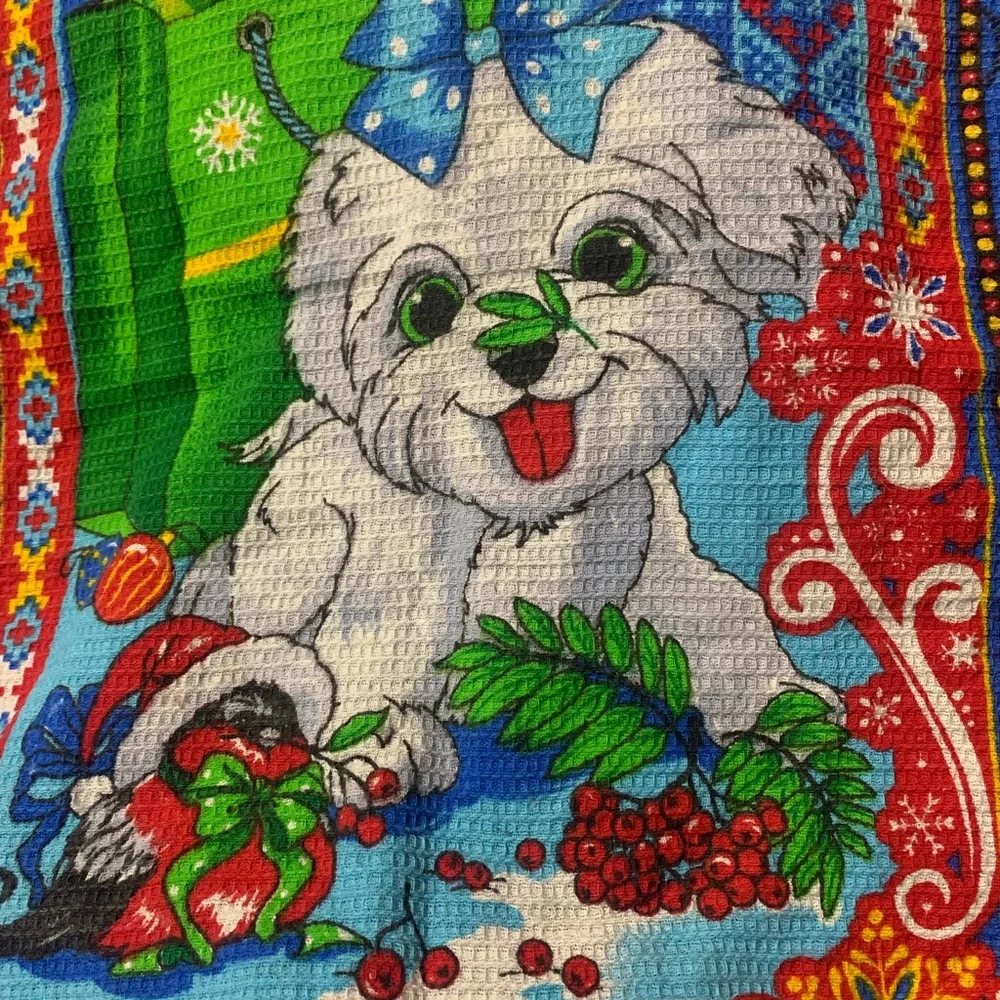 Blue Dog Tapestry with Bow